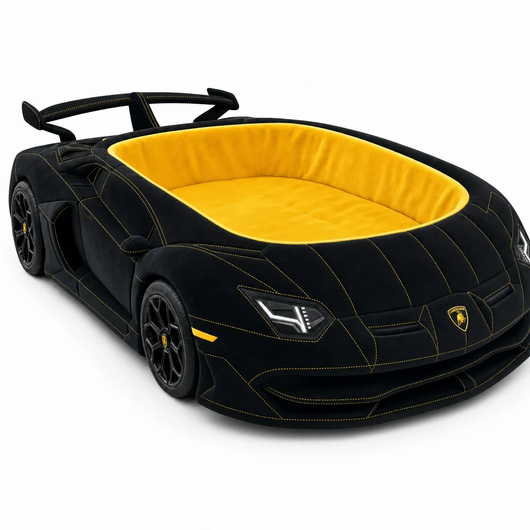 Black Supercar car-shaped dog bed