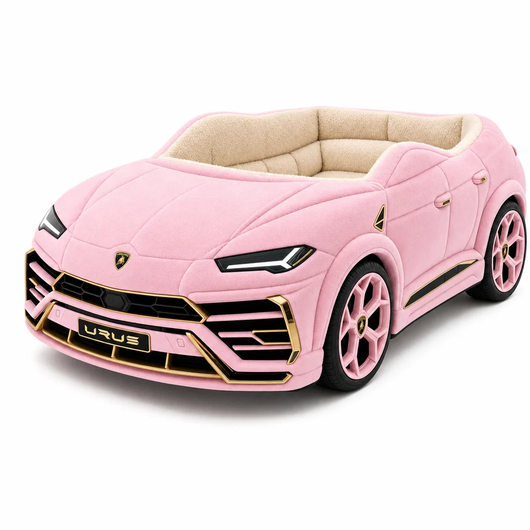 Pink SUV car-shaped dog bed