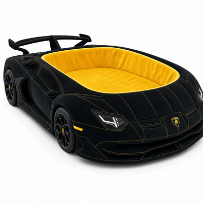 Black Supercar car-shaped dog bed