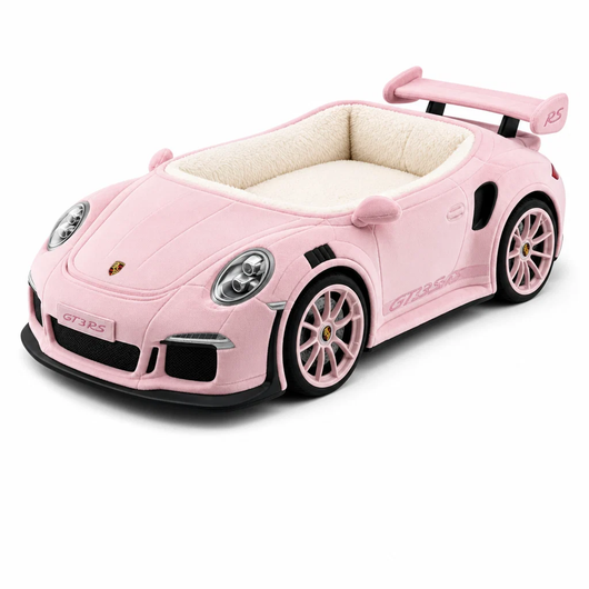 Pink Track car-shaped dog bed